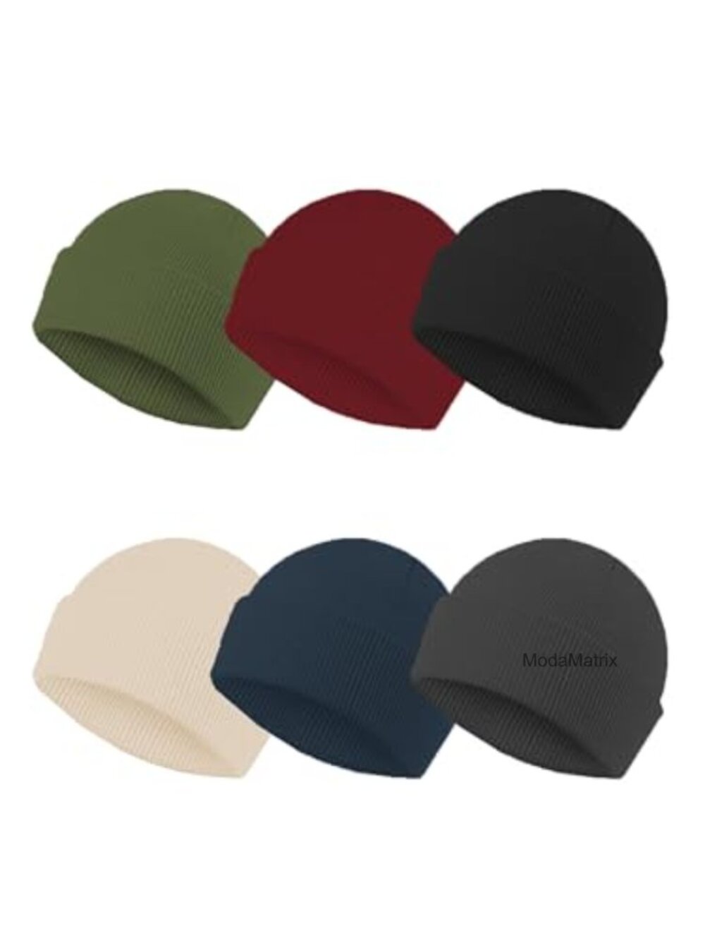 6 Pack Knitted Beanies Set Winter Fisherman Hats Warm Skull Cap Unisex
